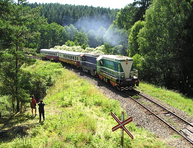 Historické lokomotivy T 435 Hektor u Hadovky.