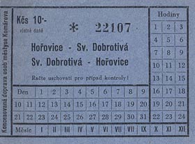 Poválečná jízdenka soukromého autobusového dopravce na Hořovicku.