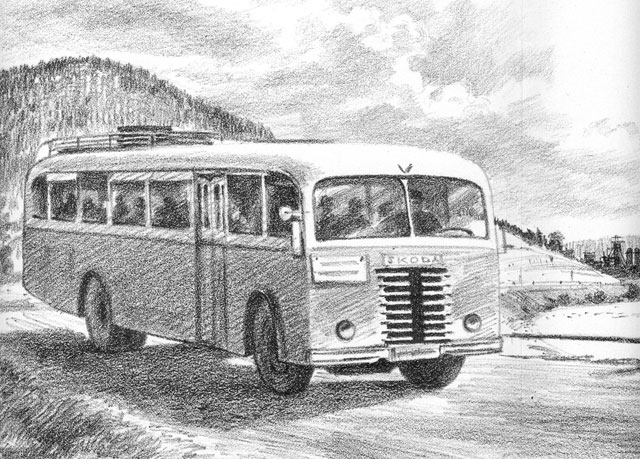 Kresba autobusu Škoda 706 RO.